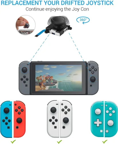 Vista 3 de JAOYSTII Joycon Joystick de repuesto, 4 unidades, palillo analógico de repuesto para control Joy-Con Switch Lite, joystick analógico
