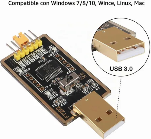 Vista 4 de FT232RL Adaptador USB a TTL para proyectos de desarrollo, módulo convertidor USB a serie con UART USB FTDI original compatible con Windows