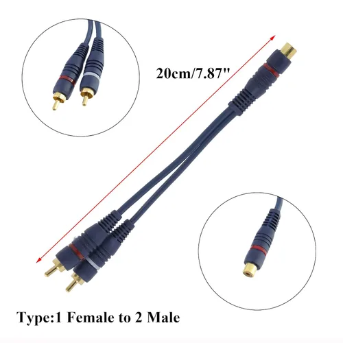 Vista 3 de Antrader 7.87 pulgadas 1 hembra a 2 macho RCA Y cable divisor para audio