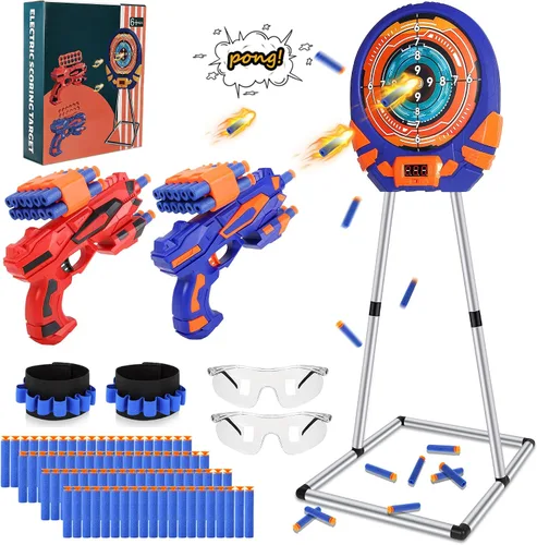 Vista 7 de Blancos para pistolas Nerf, puntuación automática electrónica con reinicio digital, blanco de tiro para práctica con Nerf, juguete de regalo ideal