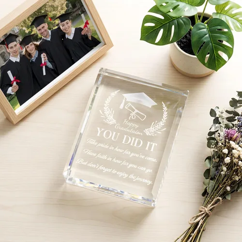 Vista 6 de YWHL Regalos de graduación para él o ella, regalos inspiradores para graduados de la clase de 2025, recuerdo de graduación de cristal grabado
