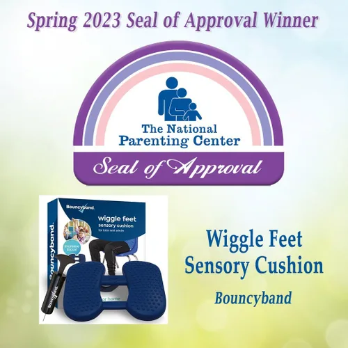Vista 7 de Bouncy Bands Wiggle Feet, Azul Oscuro, 1 Paquete – Cojín Sensorial para Pies Facilita Silenciosamente el Movimiento para Ayudar a Mejorar