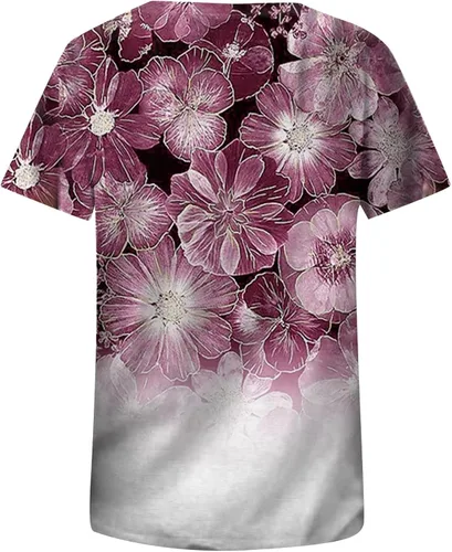 Vista 2 de Blusa de manga corta transpirable con cuello redondo para mujer, con estampado de abejas de abeja