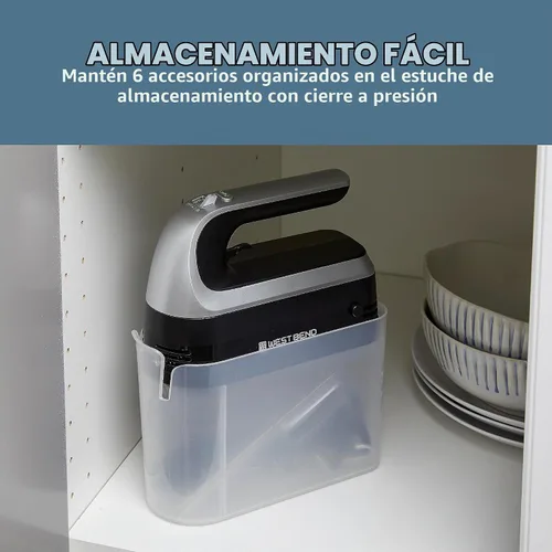 Vista 7 de West Bend Batidora de mano Plus con accesorio de licuadora de inmersión, 6 opciones de velocidad con mango ergonómico y estuche de almacenamiento a