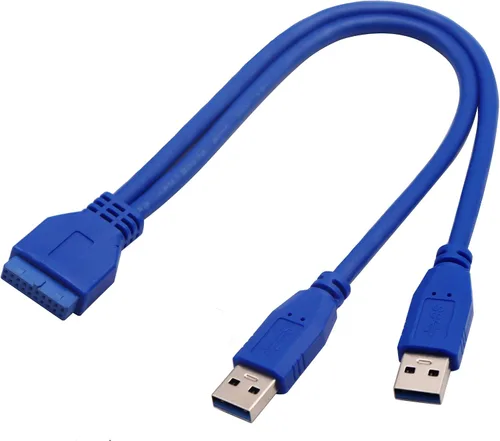 Vista 8 de Cable USB 3.0 para cabecera de placa base de alta velocidad de 20 pines hembra a hembra adaptador de cabezal de placa base Cable extensor
