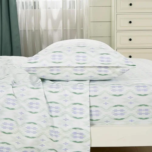 Vista 12 de Chezmoi Collection Juego de sábanas geométricas Lodge de 3 piezas tamaño Twin - Multicolor azul con estampado de diamante, microfibra cepillada