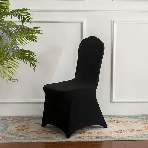 Vista 5 de Peomeise - 6 piezas de funda elástica de elastano para sillas, para bodas, fiestas, banquetes y eventos (negro, 6)