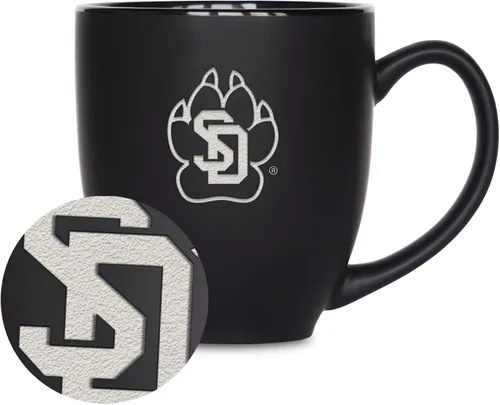 Vista 48 de Rico Industries - Taza de cerámica mate negra con grabado láser estándar de 15oz para NCAA (escuelas T & U) - Para bebidas calientes o frías