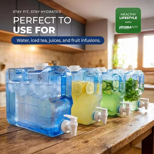 Vista 3 de Dispensador de agua para refrigerador HydraFitt de 1.1 galones – Contenedor de agua para refrigerador delgado a prueba de fugas con llave – Jarra