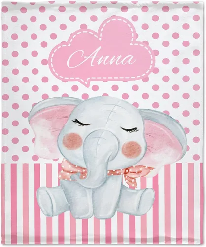 Vista 3 de Manta de bebé personalizada con nombre, manta personalizada con nombre de elefante, regalos para recién nacidos, mantas súper suaves para cama