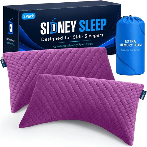 Vista 15 de Sidney Sleep Almohadas curvas ajustables para soporte de cuello y hombros con relleno extra triturado, almohada de contorno cervical para personas
