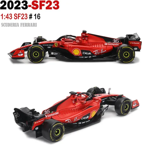Vista 2 de HTLNUZD 2023 1/43 SF23 #16 Coche de carreras de aleación para Scuderia Ferrari 1:43 SF23 Leclerc Signature Die Cast Adultos Modelo Coche Exhibición