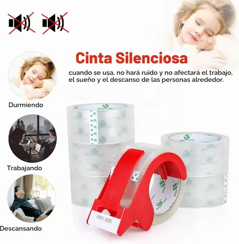 Vista 2 de BOMEI PACK Cinta de embalaje transparente silenciosa sin ruido, cinta de embalaje de servicio pesado, rollos de repuesto para sellar embalaje