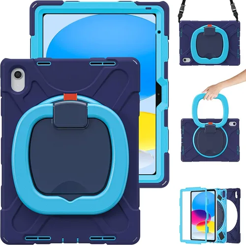 Vista 35 de Funda para iPad Air de 3ª generación – Funda resistente para niños con soporte giratorio, soporte para lápices y correa de transporte para iPad