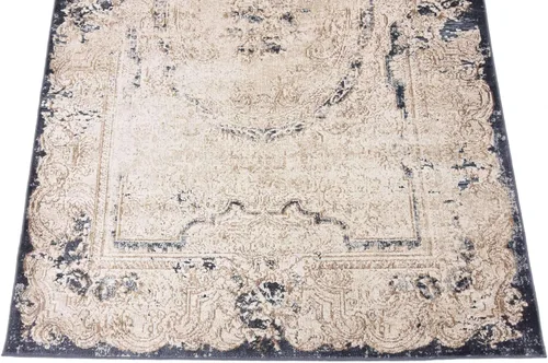 Vista 9 de Unique Loom Chateau Collection - Alfombra rústica, vintage, medallón, texturizada, envejecida, tradicional, 4 x 6 pies, beige/azul marino