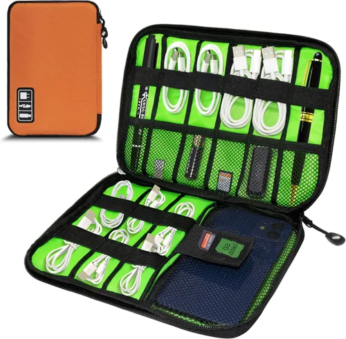Vista 14 de Organizador de Electrónica, Funda Organizadora de Cables de Viaje, Bolsas Organizadoras de Cables Portátiles, Estuche de Almacenamiento