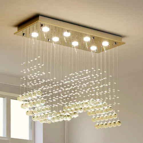 Vista 8 de Saint Mossi - Lámpara moderna de 6 luces, lámpara de araña de cristal, lámpara de techo moderna de montaje empotrado, lámpara de techo