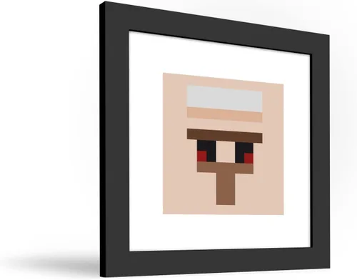 Vista 2 de Trends International Gallery Pops Minecraft: Pixeles icónicos - Mobs - Arte de pared de golem de hierro, versión enmarcada en negro, 12 x 12