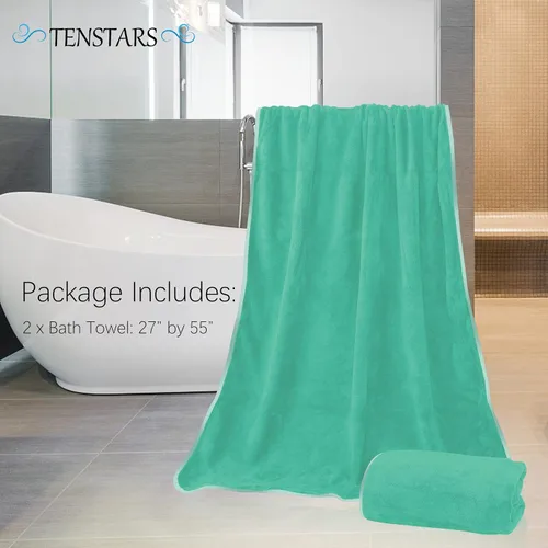 Vista 2 de TENSTARS Toallas de baño de seda con dobladillo para liquidación de baño - 27 x 55 pulgadas - Ligeras, delgadas, de secado rápido - Toalla
