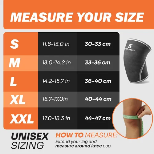 Vista 5 de Rodilleras ProFitness para levantamiento de pesas para hombres y mujeres - Rodillera de neopreno premium de 7 mm para levantamiento de pesas