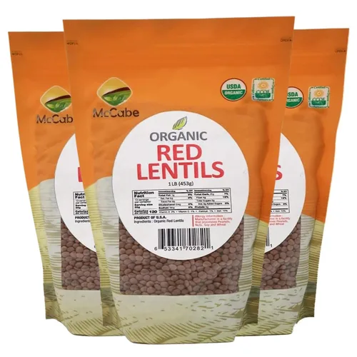 Vista 3 de McCabe Lentejas rojas orgánicas – Lentejas rojas secas Ricas en fibra y minerales Certificado USDA y CCOF Producto de Estados Unidos 1 libra