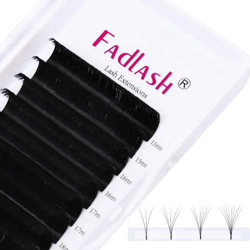 Vista 35 de Extensiones de Pestañas Rizo B Fácil Florecimiento Extensión de Pestañas Negro Mate Extensiones de Pestañas de Volumen Rápido Florecimiento Pestañas