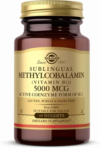 Vista 7 de Solgar Metilcobalamina (vitamina B12) 5000 mcg, 60 pepitas (paquete de 3) – Sabor a cereza – Apoya el metabolismo energético – Preparado