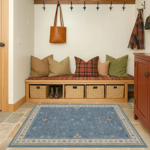 Vista 185 de Hazo Haus – Alfombra pequeña para entrada, cocina o baño, antideslizante con base de goma, resistente a las manchas y a la decoloración, diseño
