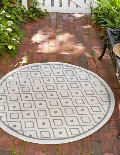 Vista 41 de Unique Loom Outdoor Trellis Collection - Alfombra de área Kafes (2 x 6 pies 1 pulgada, gris/marfil)