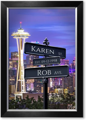 Vista 168 de IPIC - Personalized Framed Canvas with Custom Street Sign in Boston Personalized Street Signs with Names, Custom Canvas Print, Boston Sunset