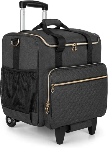 Vista 8 de LUXJA Bolsa de manualidades con ruedas con bolsillos para álbum de recortes de 12 x 12 pulgadas y laptop, bolsa rodante para álbum de recortes