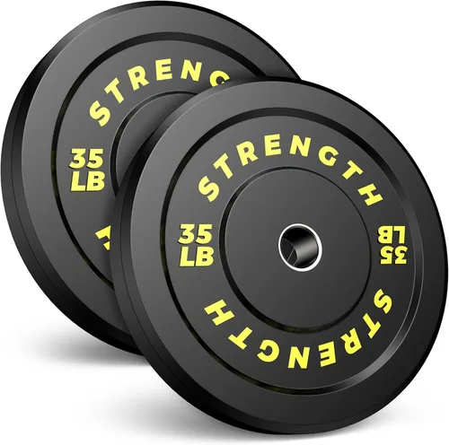 Vista 23 de Juego de Pesas Olímpicas de Parachoques de Goma - Placas de Barra de 2 Pulgadas para Entrenamiento de Fuerza en Gimnasio Casero