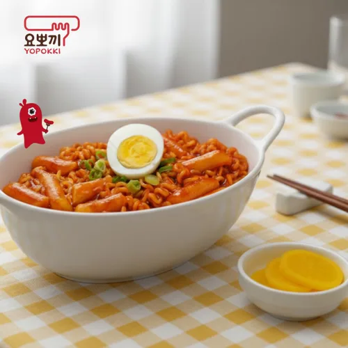 Vista 2 de Yopokki Instant Rabokki Pack – Korean Tteokbokki Rice Cakes with Ramen Noodles, Quick & Easy Korean Street Food, Asian Snacks for College Dorms