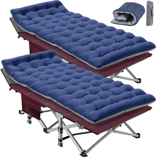 Vista 10 de Slsy Catre de camping plegable para adultos con almohadilla, catres de dormir portátiles acolchados, cama de campamento con bolsa de transporte