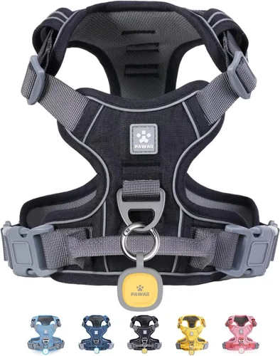 Vista 19 de Pawaii - Arnés para perro sin tirones con etiqueta de identificación de mascotas, chaleco reflectante Built for safer walks with a QR Pet ID Tag