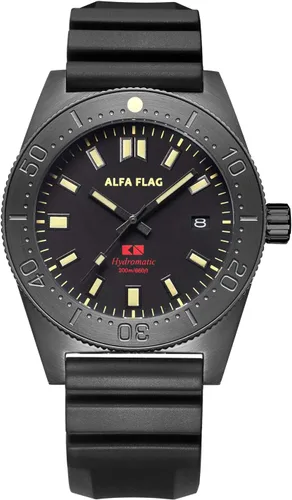 Vista 3 de ALFA FLAG Hydromatic Afhm200b-1 - Reloj de buceo profesional automático para hombre, 656.2 ft660 pies, buceo profesional, Afhm200b-1, Buceo