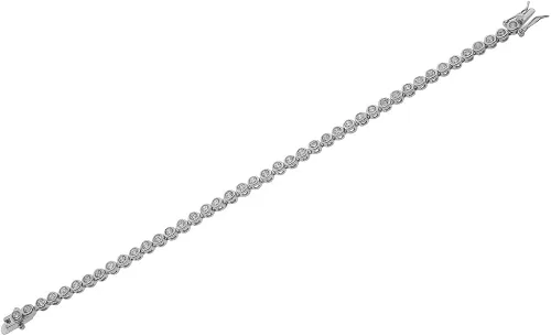Vista 2 de My Daily Styles Pulsera de tenis de plata de ley 925 con bisel redondo transparente CZ de 7 pulgadas, Circonita cúbica