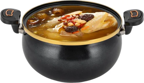Vista 4 de Olla a presión micro con tapa transparente de pie, olla de barro con asas de giro y bloqueo, olla a presión micro de 8.45 cuartos de galón, olla