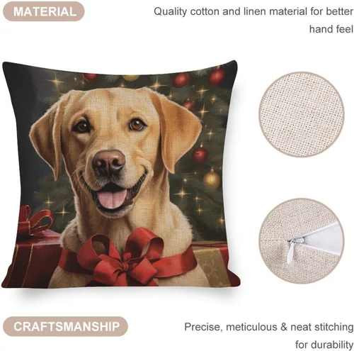 Vista 4 de Funda de almohada estampada con retrato de laboratorio de raza de perro amarillo serio, labrador retriever, fundas de cojín amarillas de laboratorio