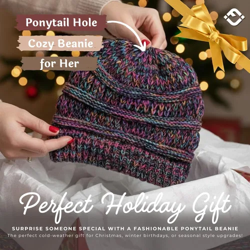 Vista 35 de Funky Junque - Gorro para mujer con ranura para cola de caballo