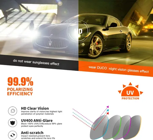 Vista 6 de DUCO Night-vision Glasses Anti-glare Night Driving Eyewear Polarized Glasses 2181Y