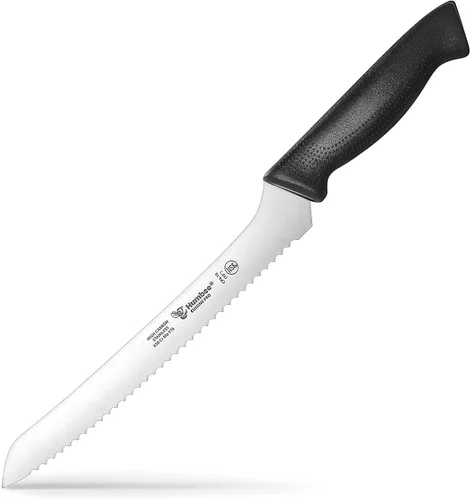 Vista 8 de Cuchillo de pan dentado de 10 pulgadas, hoja de acero inoxidable de alta calidad con borde ondulado, mango de espiga completa, afilado para pan