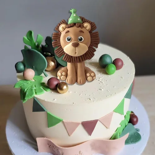 Vista 5 de Decoración para tartas de animales de selva de safari de león para decoraciones de fiesta de cumpleaños con temática