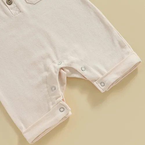 Vista 65 de Mameluco unisex de manga corta para bebé recién nacido, con botones, de una pieza, ropa de color sólido