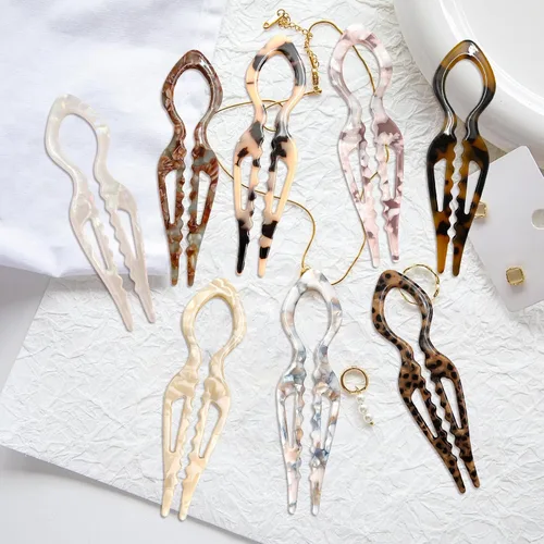 Vista 4 de 4 horquillas de pelo francés Prestige para mujer, pinzas de acetato para cabello grueso, fino y fino, pasadores decorativos para moño en negro