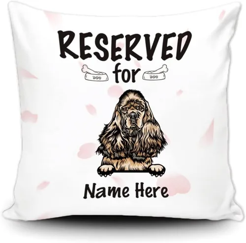 Vista 13 de Funda de almohada personalizada reservada para el perro, Cavalier King Charles Spaniel cachorro, funda de almohada de lona blanca para decoración