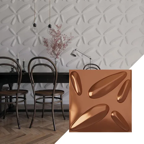 Vista 21 de Ekena Millwork 19 5/8 pulgadas de ancho x 19 5/8 pulgadas de alto, pétalo EnduraWall decorativo 3D, cobre envejecido (cubre 2.67 pies cuadrados).