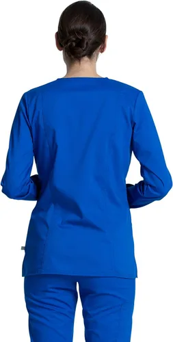 Vista 2 de Cherokee Mujer Enfermera Scrubs Top Tech Manga Larga Cuello en V WW855AB