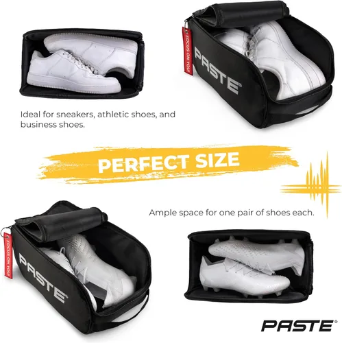 Vista 3 de PASTE Bolsa de zapatos negra Bolsa impermeable para zapatos para viajes, deportes y uso diario, negro con asa de transporte Bolsa de zapatos