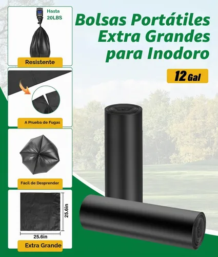 Vista 4 de 40 bolsas de inodoro portátiles con juego de 40 poo gel, bolsa de inodoro de campamento de 12 galones con poder ecológico súper absorbente, bolsas